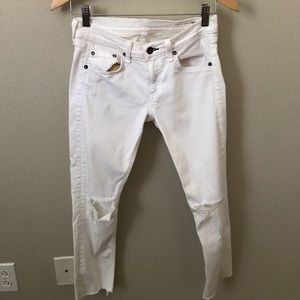 Rag & Bone white distressed dre capri jeans
